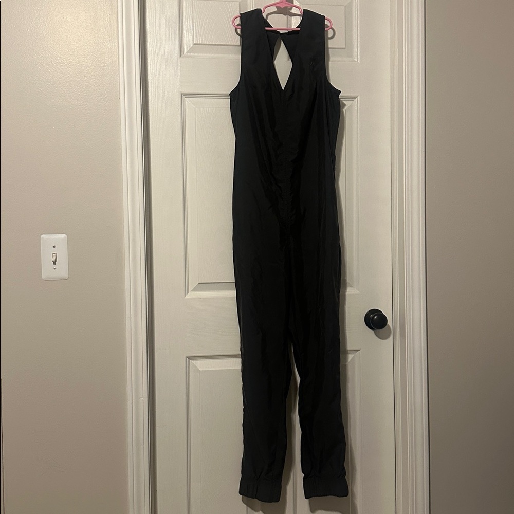 Onepiece sleeveless open back charcoal gray‎ jumpsuit size small